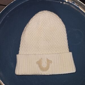 True Religion Off White Beanie